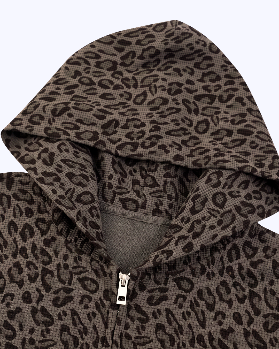 Wanna Have A Quickie? Waffle Double Zip Hoodie (Grey Leopard/Bubblegum)