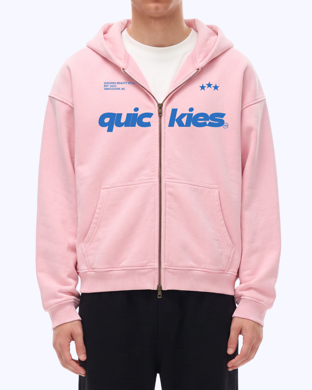 Studio Boxy Double-Zip Fleece Hoodie (Candy/Cobalt)