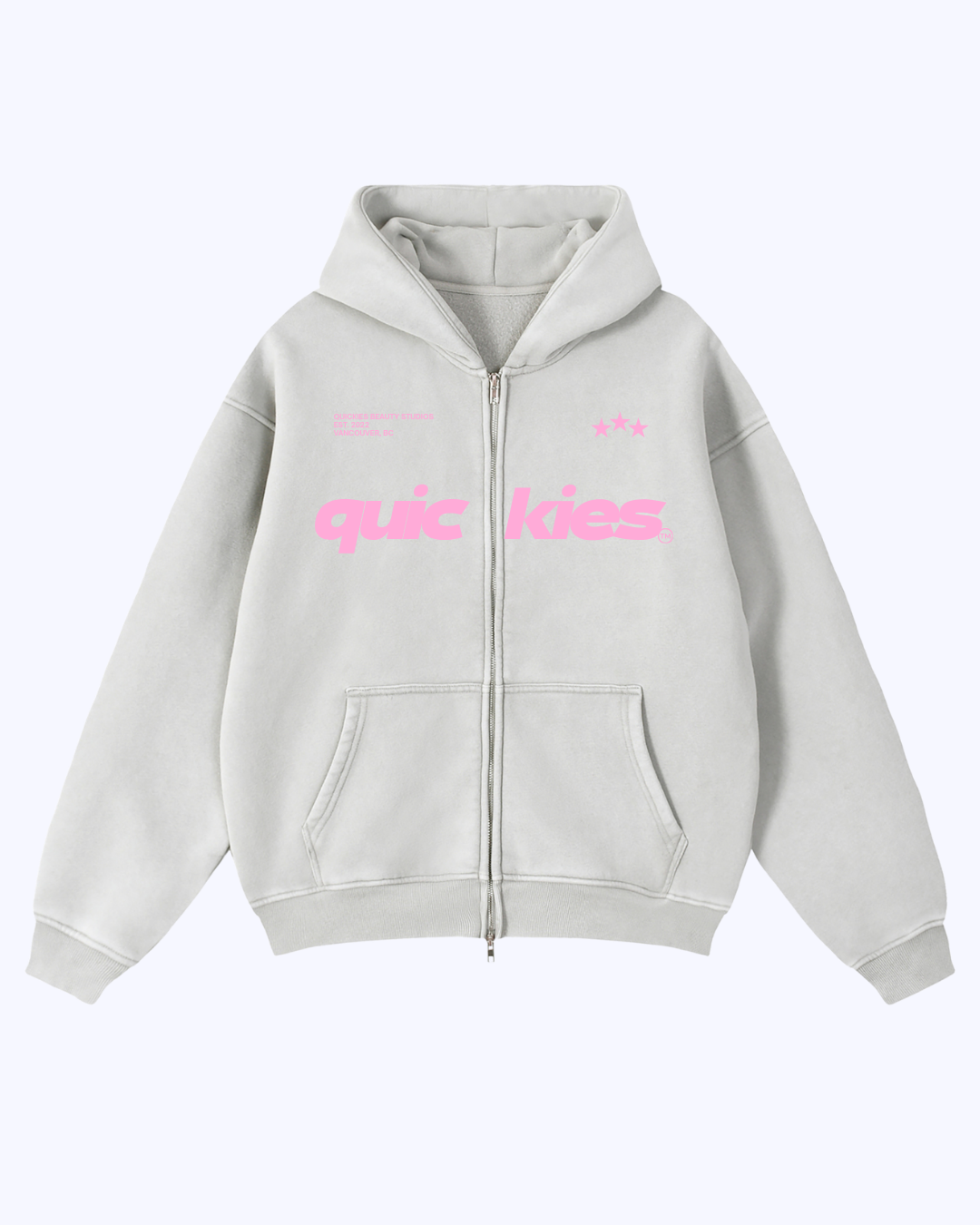 Studio Boxy Double-Zip Fleece Hoodie (Cloud/Bubblegum)