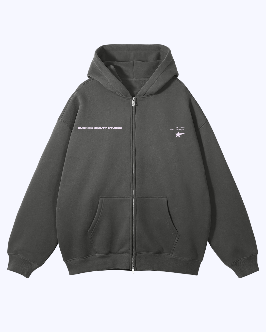 This Is Your Sign Double Zip Fleece Hoodie (Charcoal/Lavender)