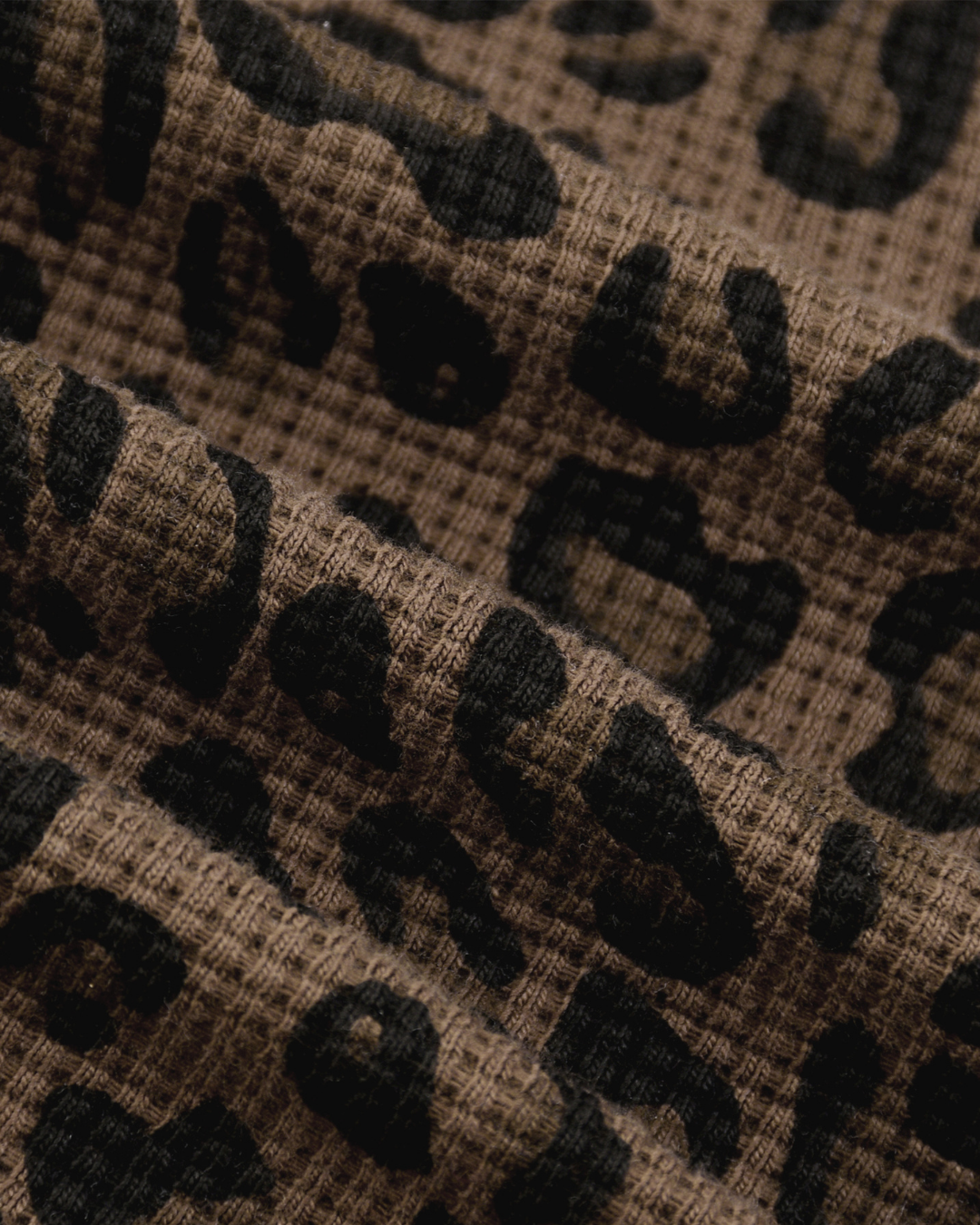 Wanna Have A Quickie? Waffle Double Zip Hoodie (Brown Leopard/White)