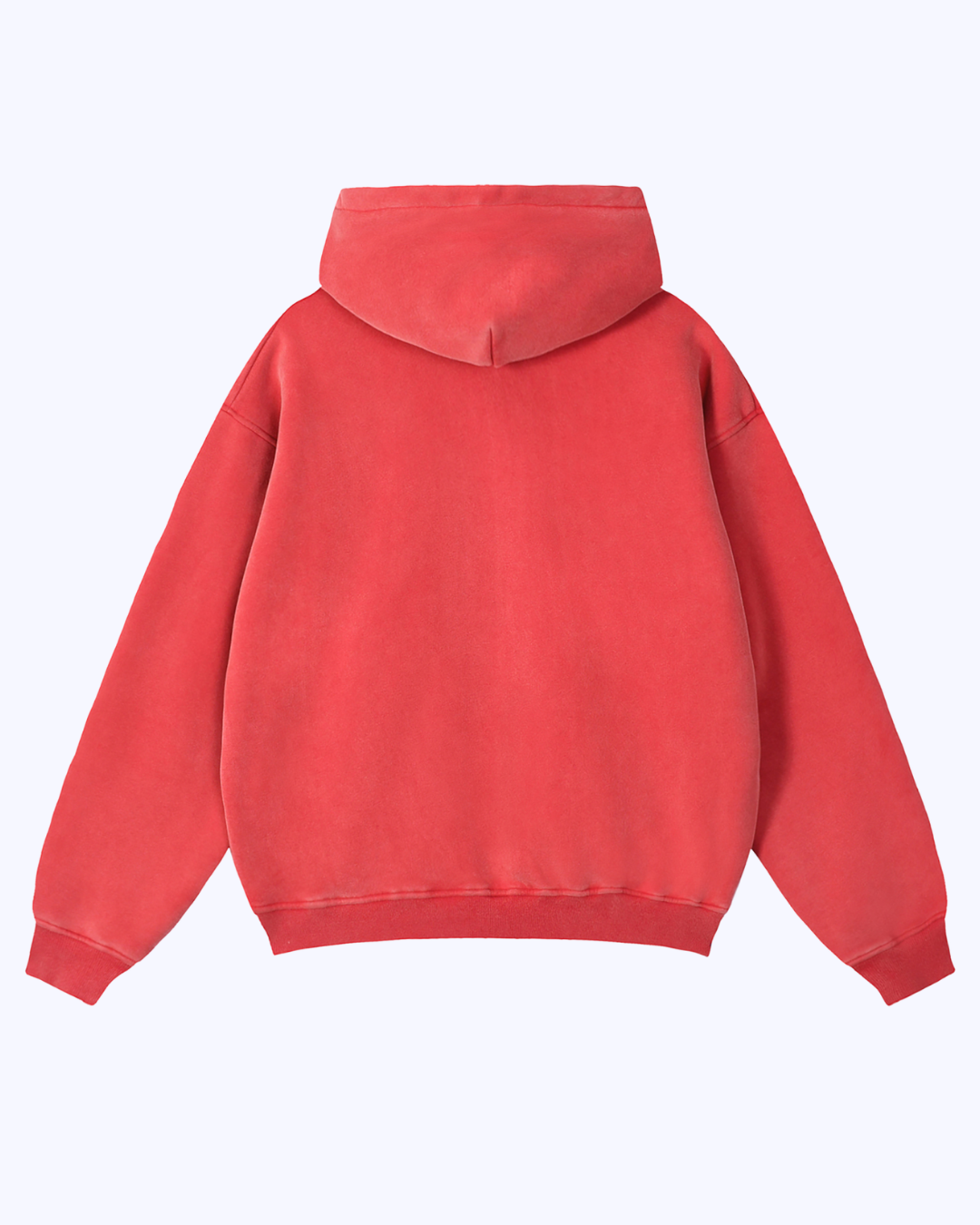 Studio Double-Zip Boxy Fleece Hoodie (Tomato/White)