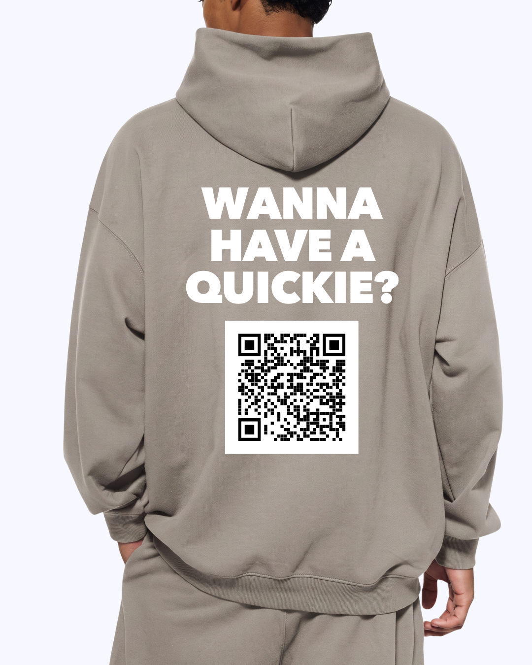 Wanna Have A Quickie? Heavyweight Hoodie (Dove/White)