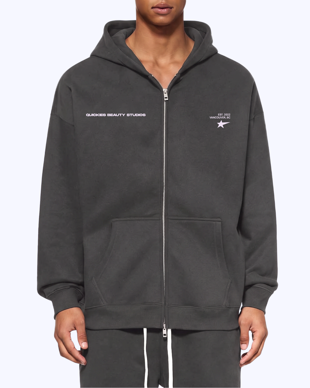 This Is Your Sign Double Zip Fleece Hoodie (Charcoal/Lavender)