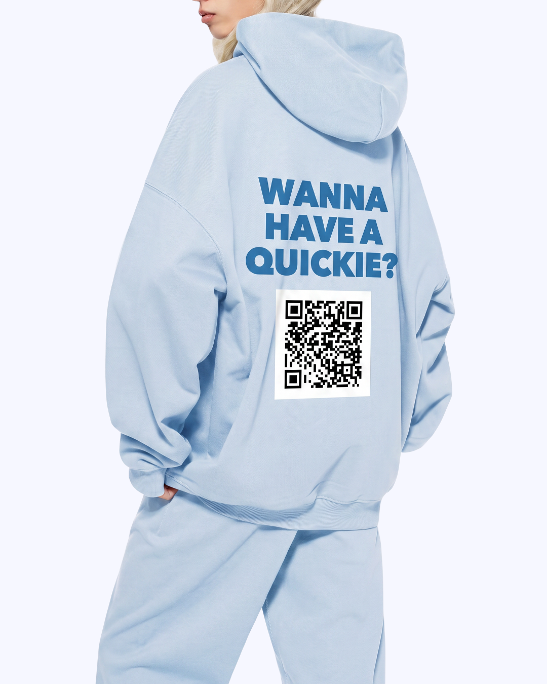 Wanna Have A Quickie? Heavyweight Hoodie (Powder/Azure)