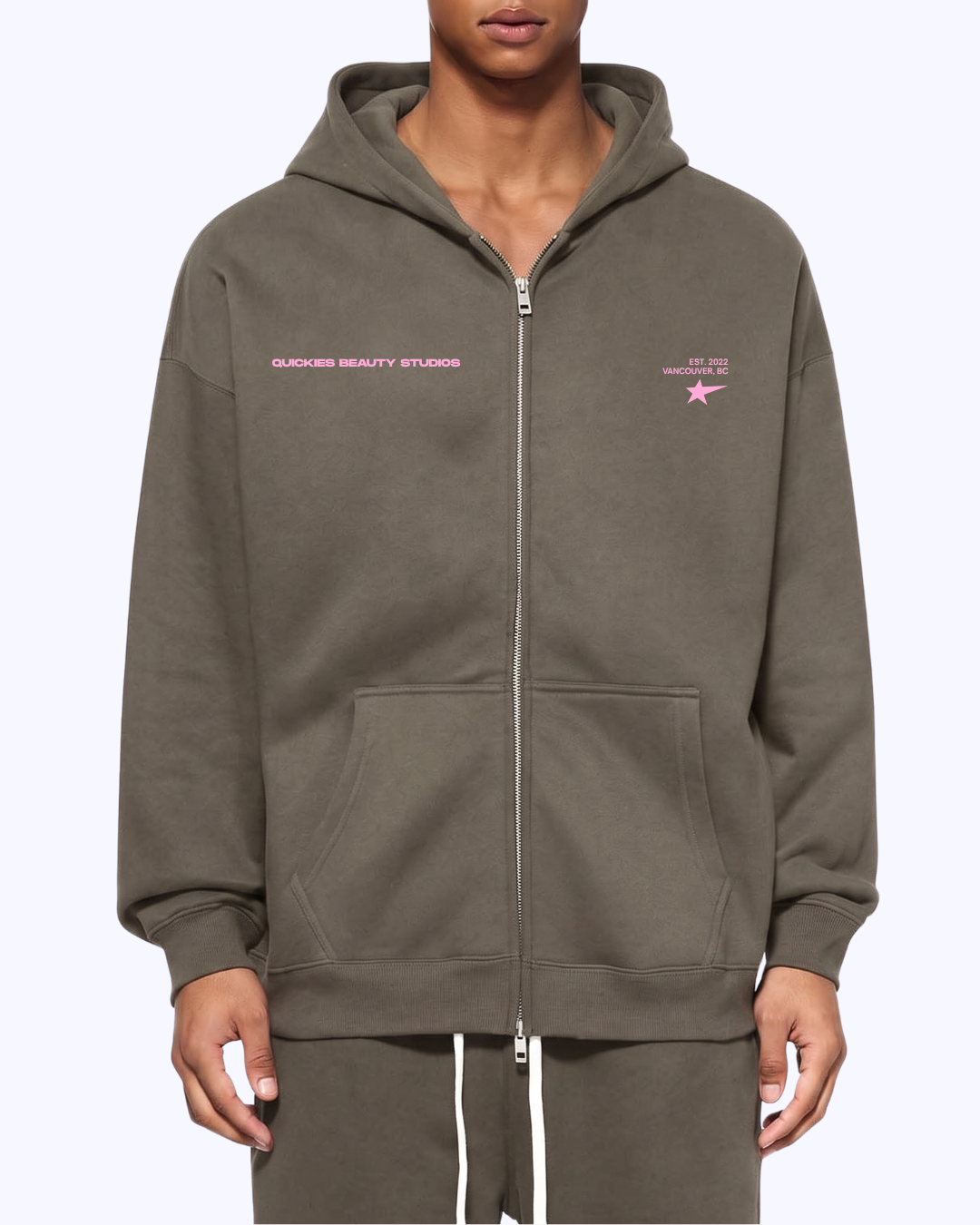 This Is Your Sign Double Zip Fleece Hoodie (Coffee/Bubblegum)