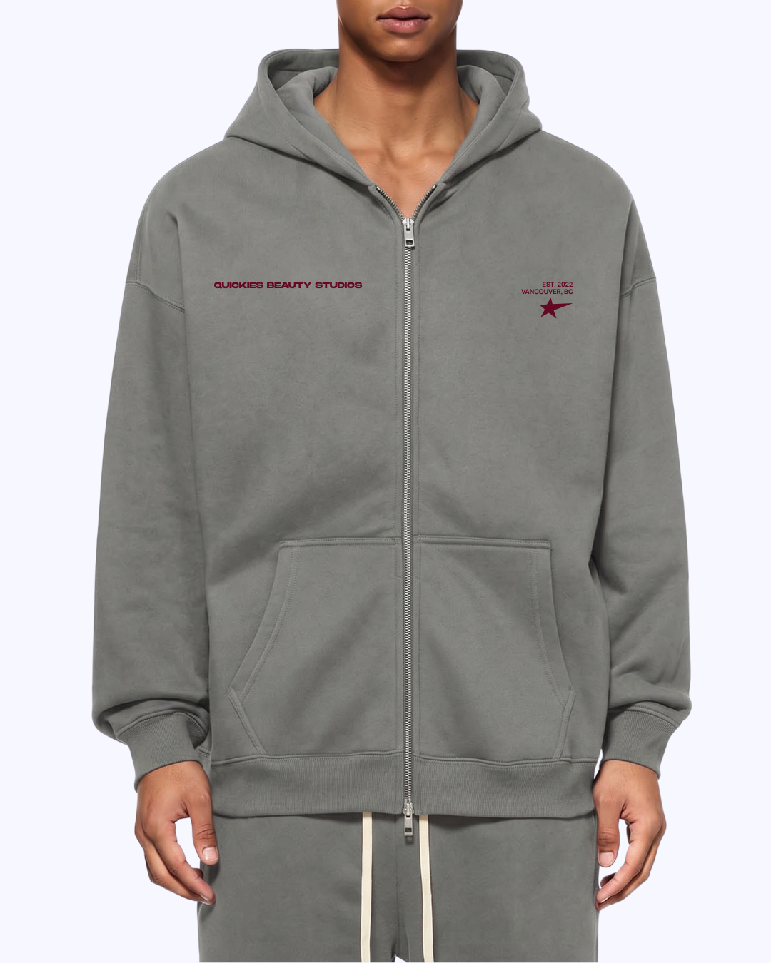 This Is Your Sign Double Zip Fleece Hoodie (Cement/Merlot)