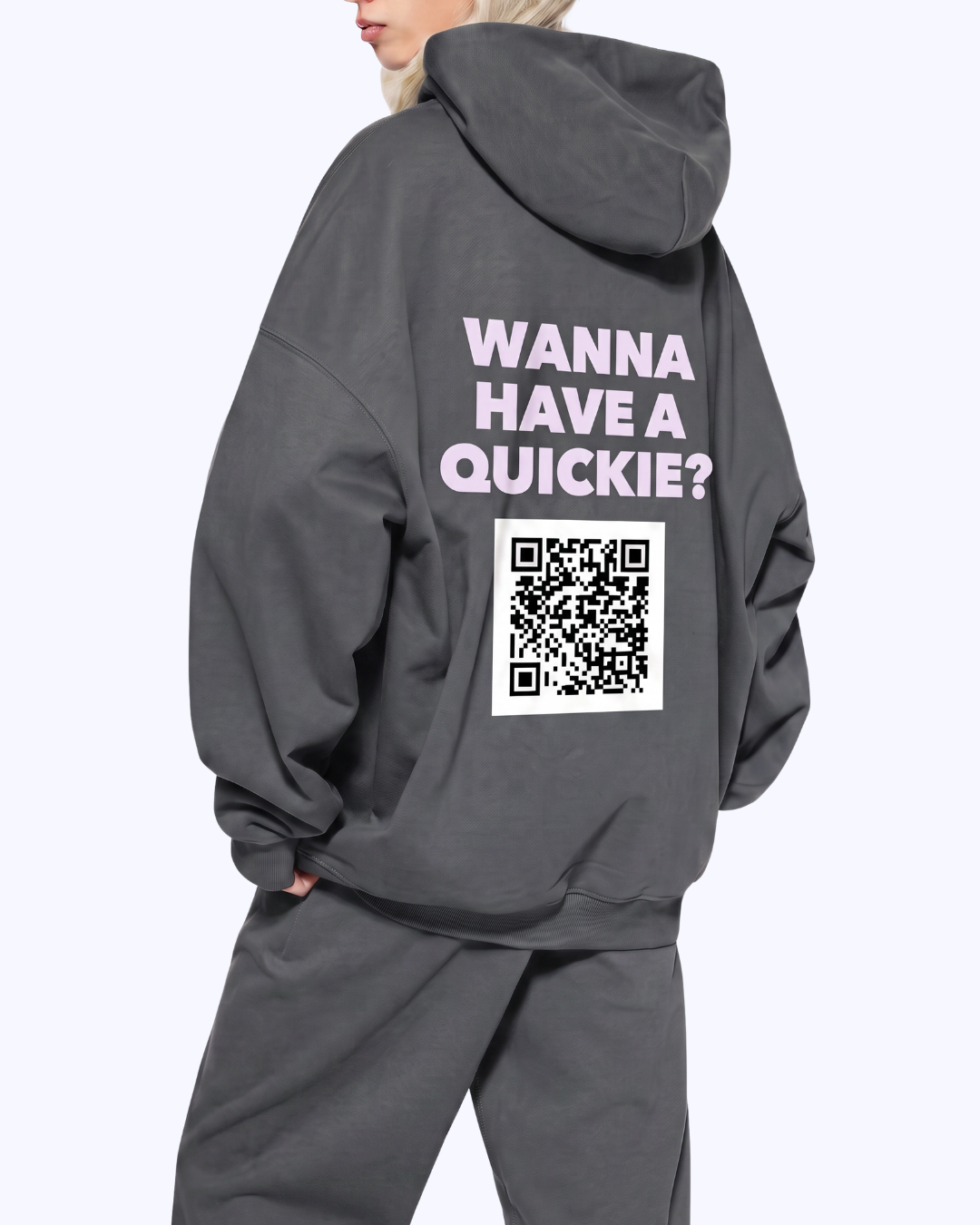 Wanna Have A Quickie? Heavyweight Hoodie (Charcoal/Lavender)