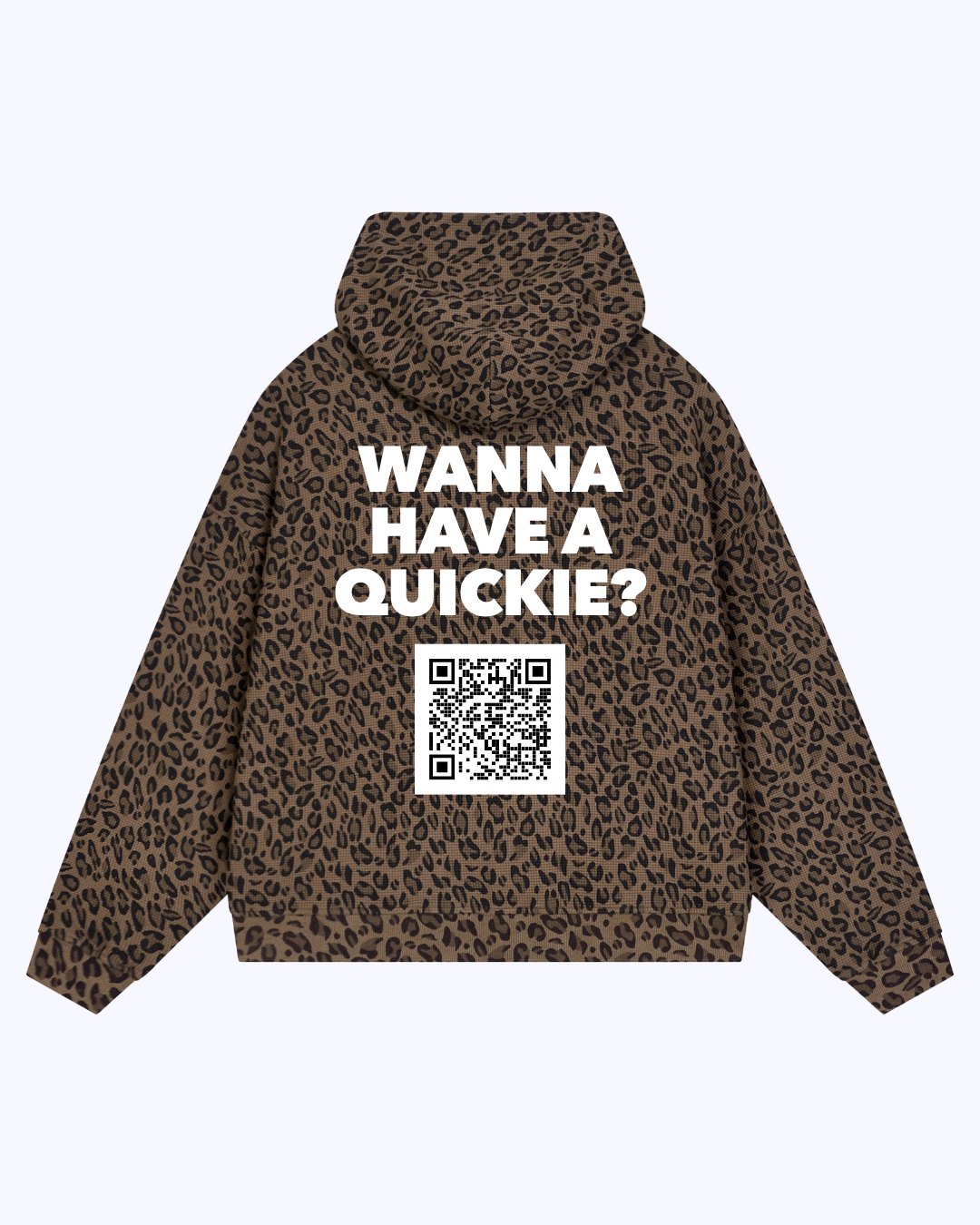 Wanna Have A Quickie? Waffle Double Zip Hoodie (Brown Leopard/White)
