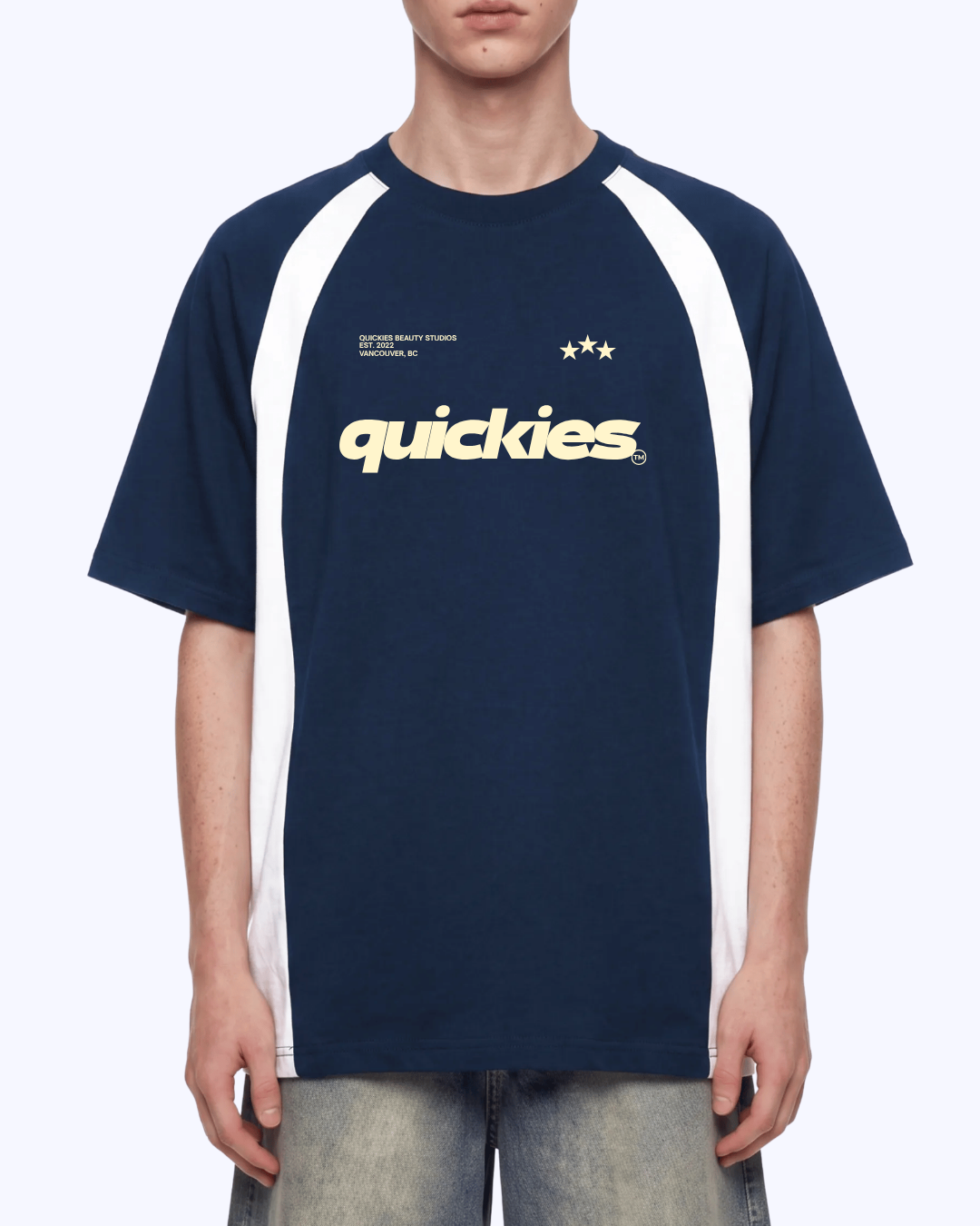 Studio Raglan Colour Block Tee (Navy/White/Butter)