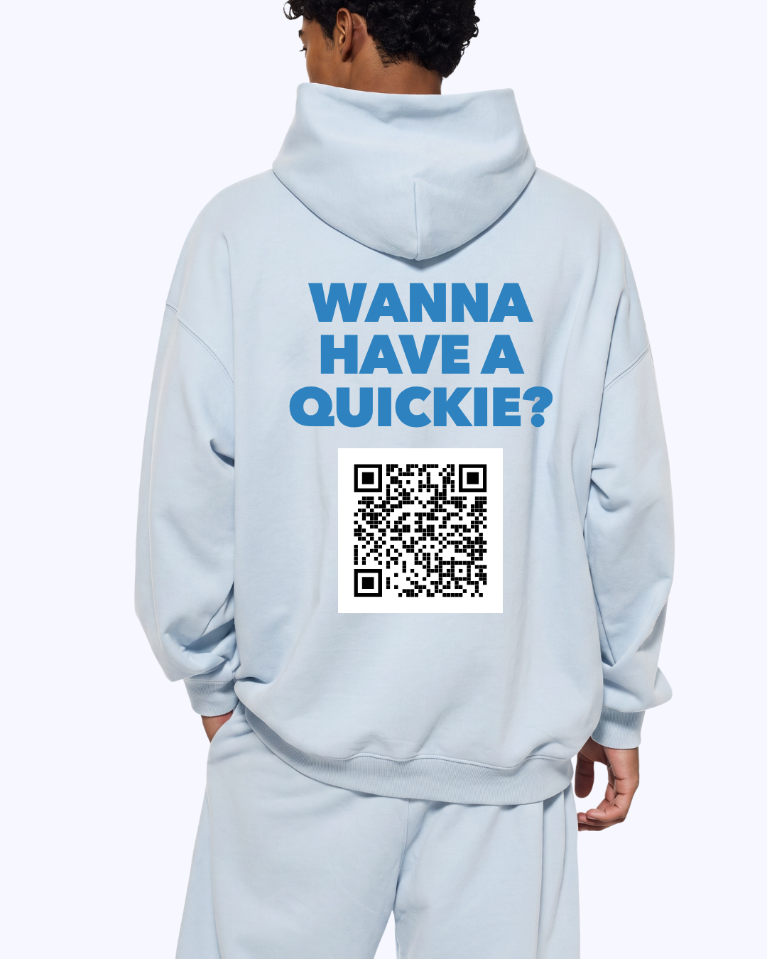 Wanna Have A Quickie? Heavyweight Hoodie (Powder/Azure)