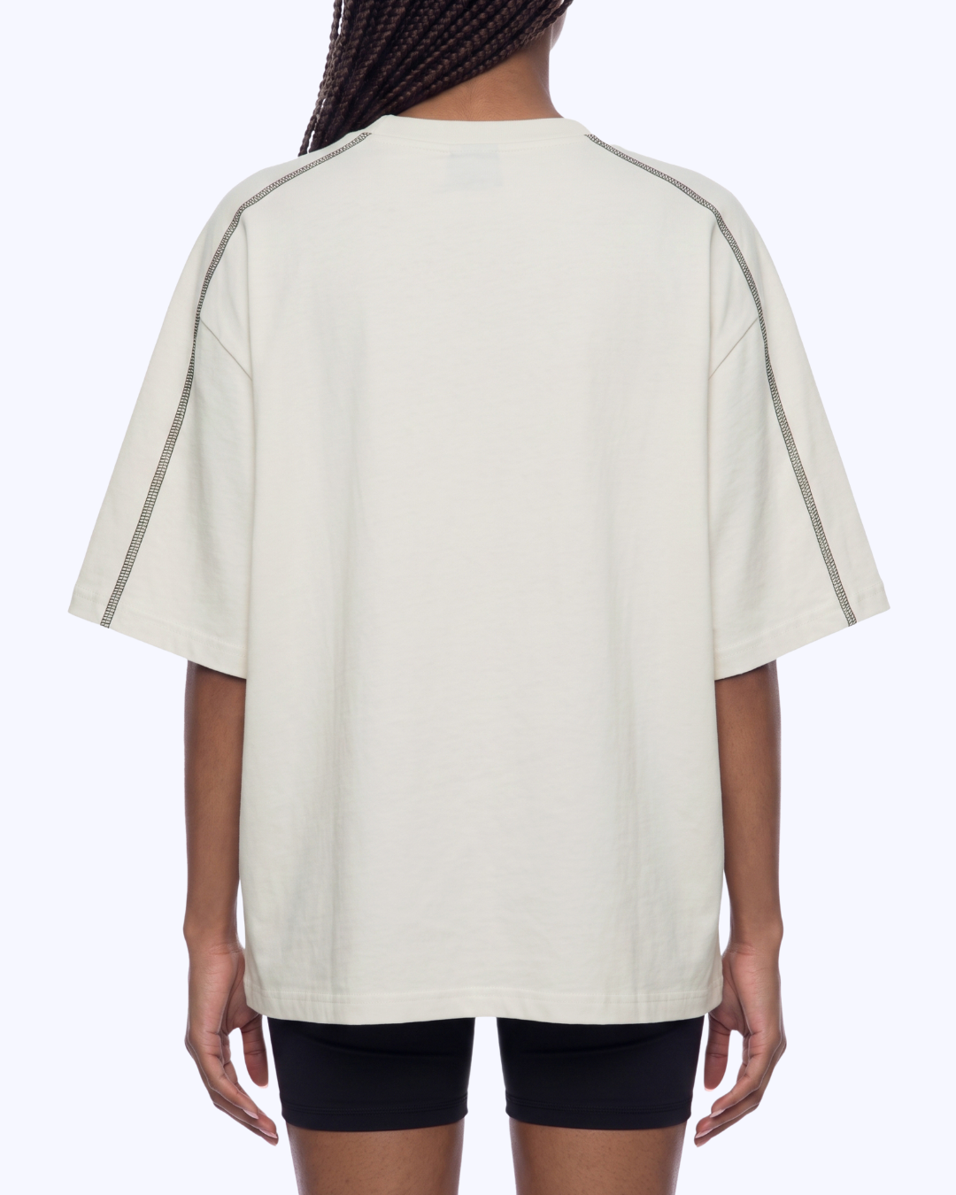 Studio Boxy Raglan Colour Block Stitch Tee (Vanilla/Black/Bubblegum)
