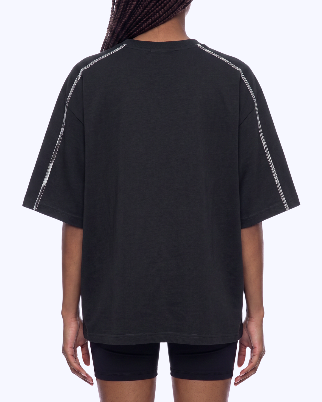 Studio Boxy Raglan Colour Block Stitch Tee (Black/White/Butter)