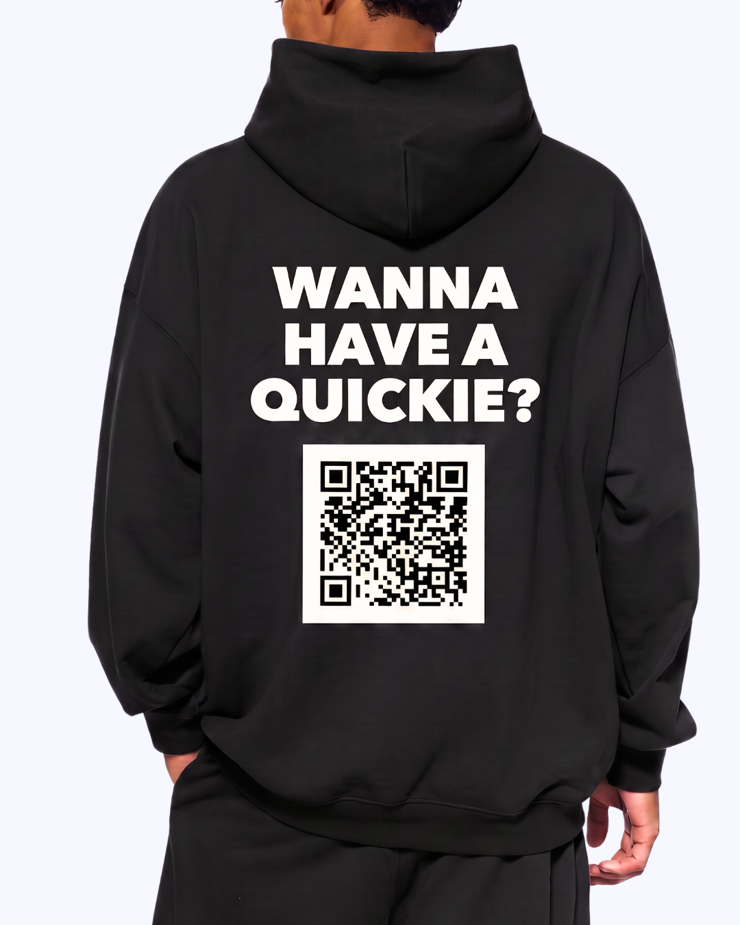 Wanna Have A Quickie? Heavyweight Hoodi (Black/White)