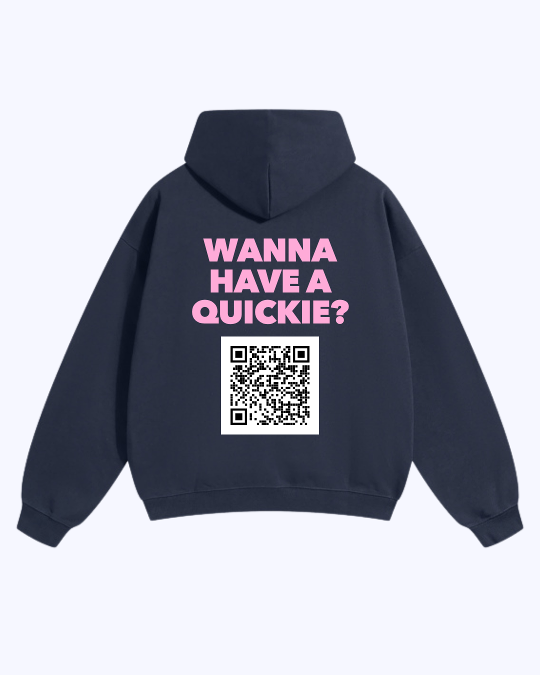 Wanna Have A Quickie? Heavyweight Hoodie (Navy/Bubblegum)